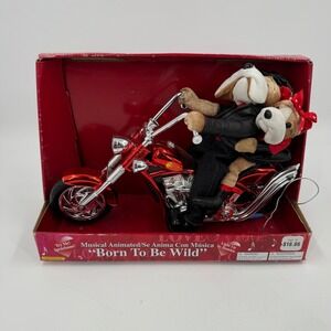 Vintage Gemmy Animated Musical Dogs on Motorcycle Born‎ To Be Wild Light Up